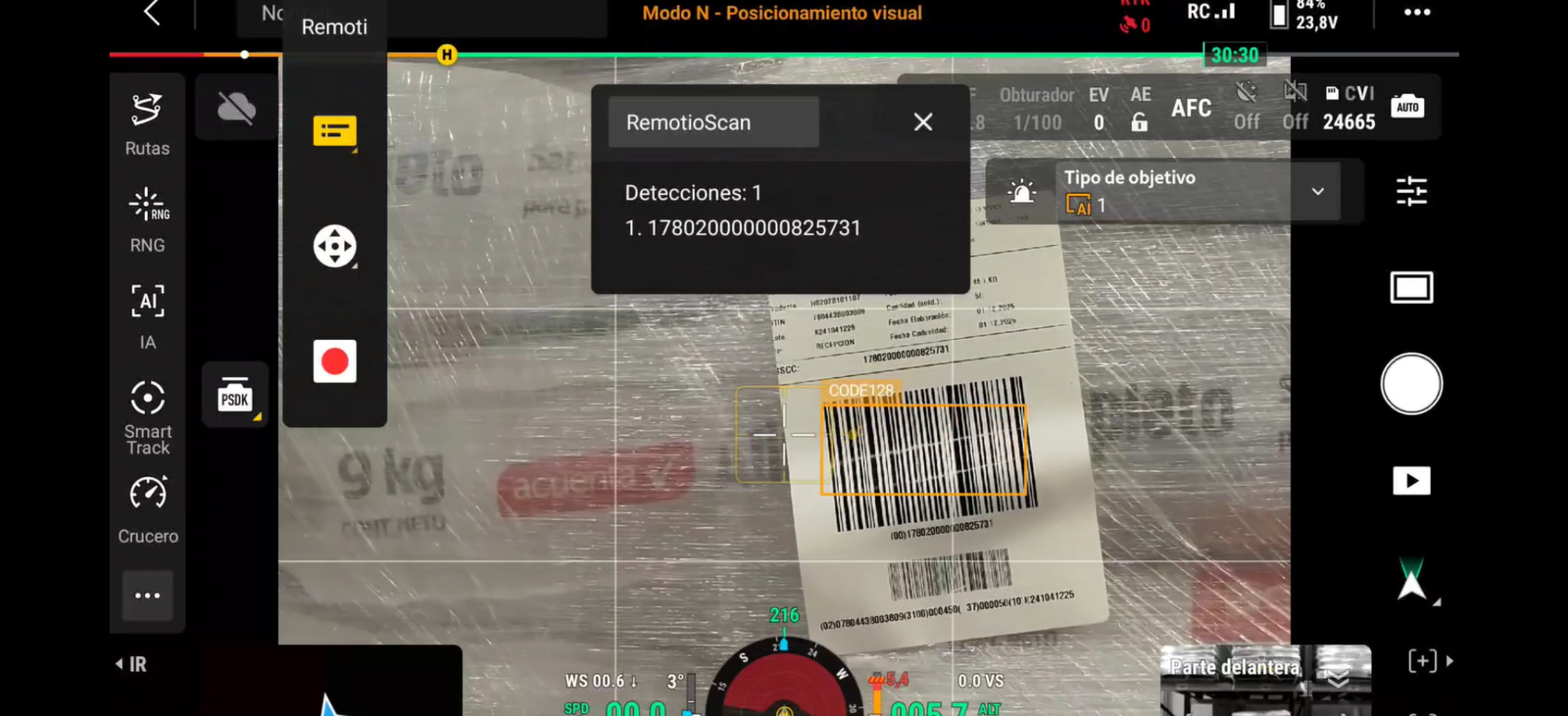 inventario con drones para lectura de códigos de barras en pallets